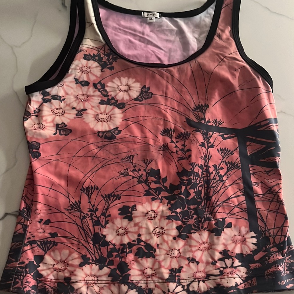 Pink floral tank top